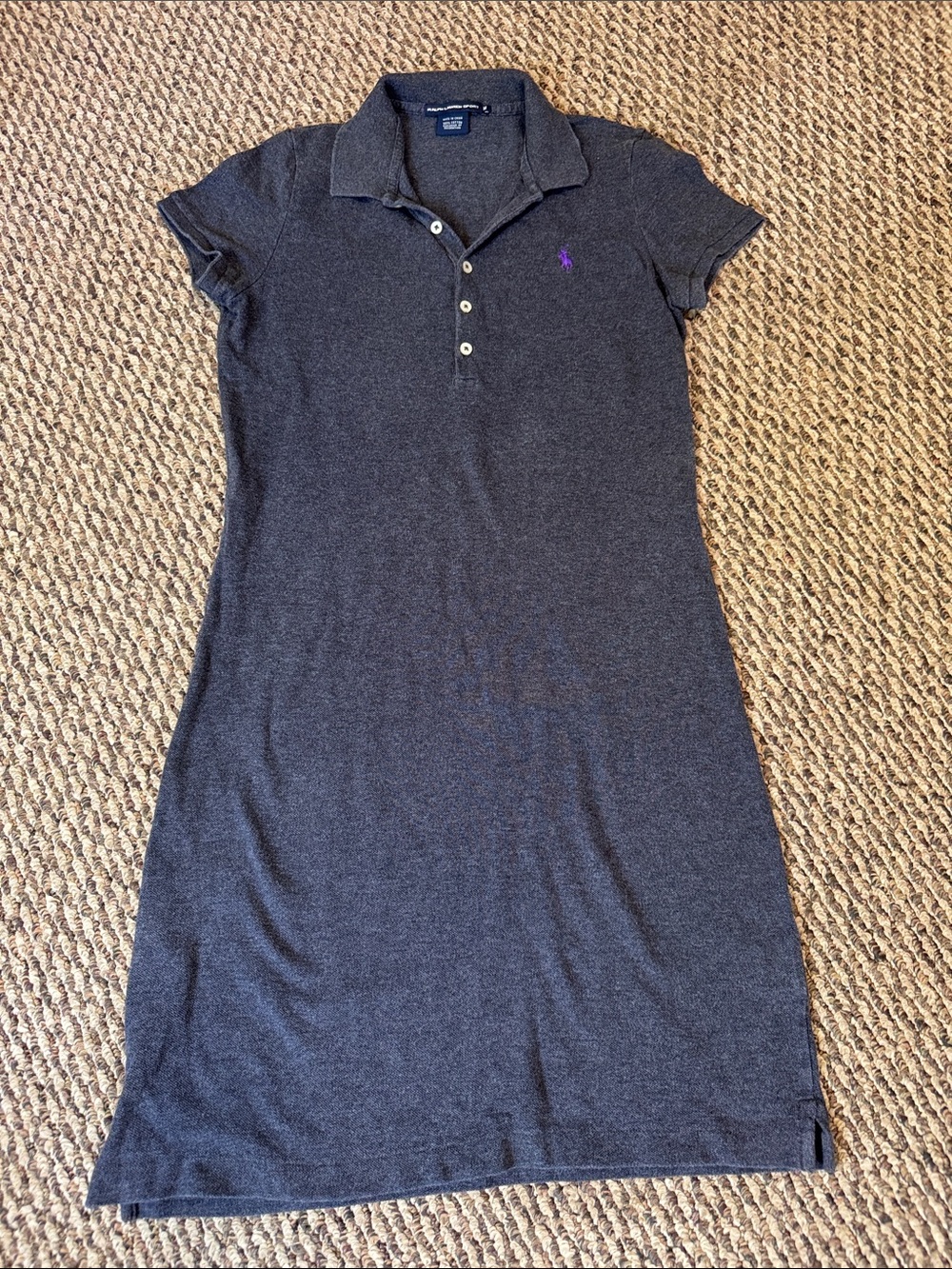 Ralph Lauren Sport Charcoal Polo Dress with Purple Logo